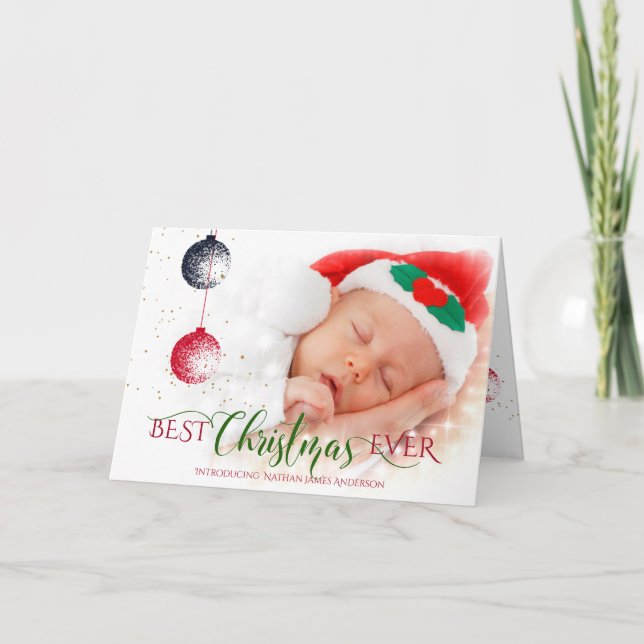 Carte Meilleure photo de Noël de chaque bébé (Devant)