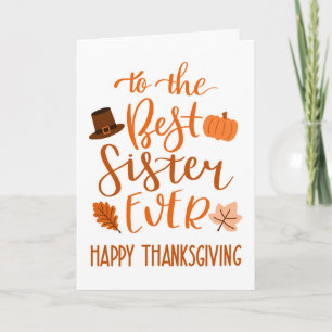 Carte Meilleure Sœur de toujours Jour de Thanksgiving en