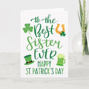 Carte Meilleure Soeur Jamais Ste Patrick's Day Typograph