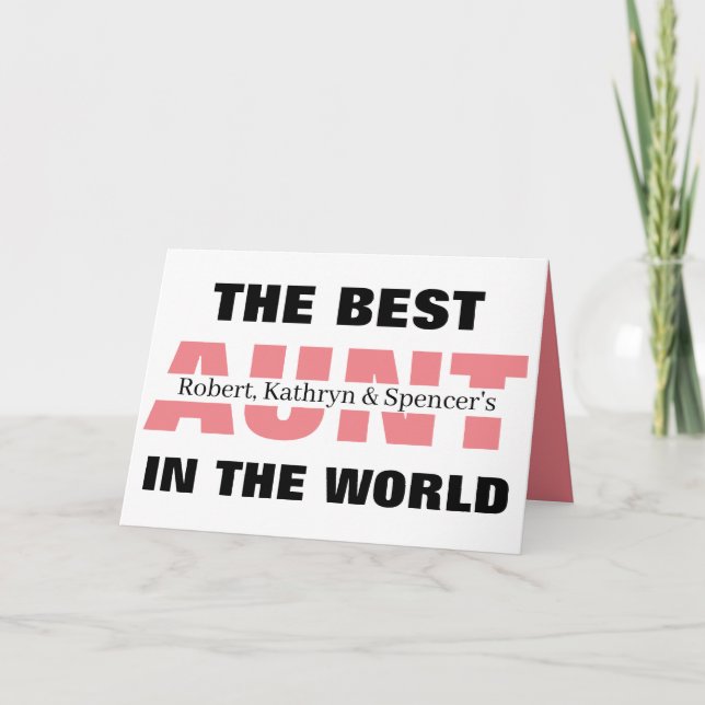 Carte Meilleure Tante Au Monde Personnalisée (Devant)