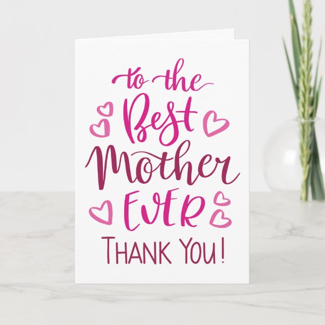 Carte Meilleure typographie Merci jamais en rose (Devant)