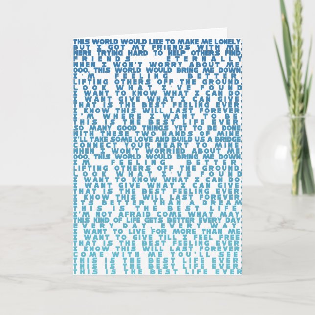 Carte Meilleure vie jamais complète paroles Baptême Bleu (Devant)