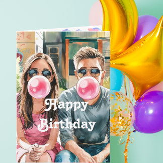 Carte Meilleures Amies & Bulles, Aquarelle, Joyeux Anniv