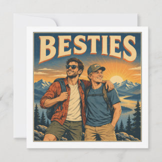 Carte Meilleures amies, deux hommes en randonnée