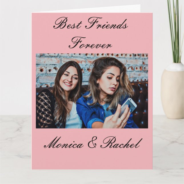 Carte Meilleures Amies Pour Toujours Photo et Nom Rose P (Devant)