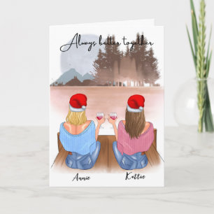 Carte Meilleurs amis avec des boissons Noël