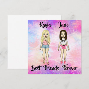 Carte Meilleurs amis Forever Blonde et Brunette Custom