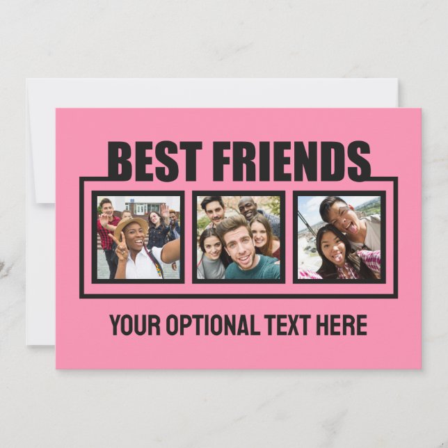Carte Meilleurs amis photos personnalisées, texte et cou (Devant)