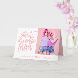 Carte Meilleurs amis pour toujours Photo rose heureux An