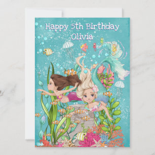 Carte Meilleurs amis sous la mer Mermaids Joyeux anniver