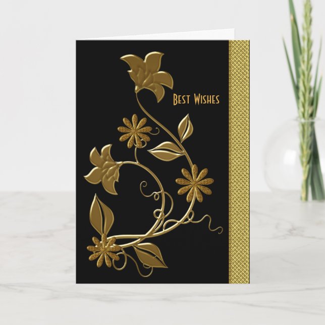 Carte Meilleurs voeux Anniversaire Black Gold Flor (Devant)