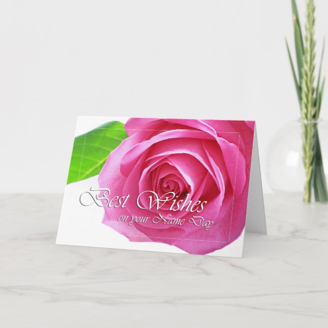 Carte Meilleurs voeux, jour du nom, rose (Devant)