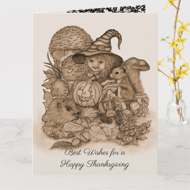 Carte Meilleurs voeux pour un Bon thanksgiving (Fleur jaune)