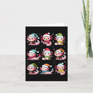 Carte Mel Axolotl Santa Chapeau Noël Lumières Christ Jap