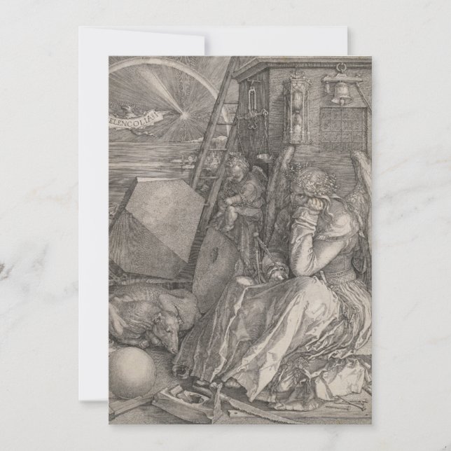 Carte Melancholia I, Engraving par Albrecht Durer (Devant)