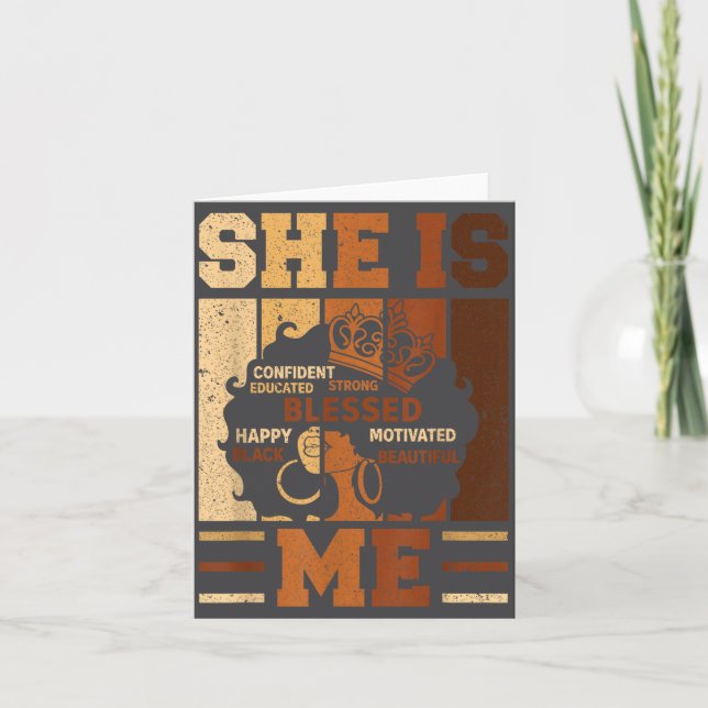 Carte Melanin Blessed She Queen Beautiful Afro Black Me  (Devant)