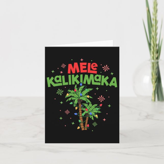 Carte Mele Kalikimaka Hawaiian Christmas Palm Tree Light (Devant)