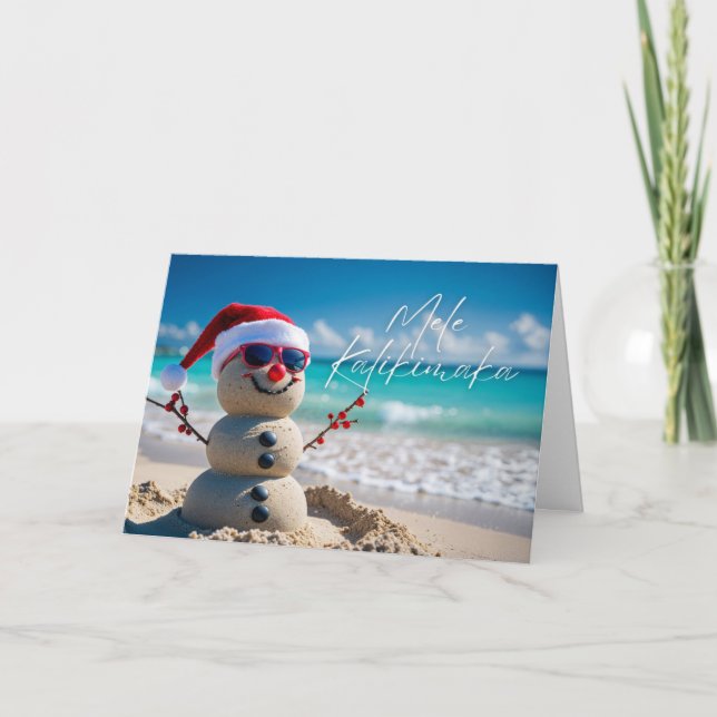 Carte Mele Kalikimaka Joyeux style de plage de l'île Chr (Devant)