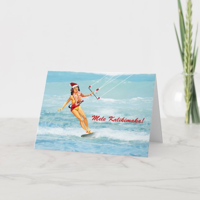 Carte Mele Kalikimaka, kitesurf hawaïen de Noël (Devant)