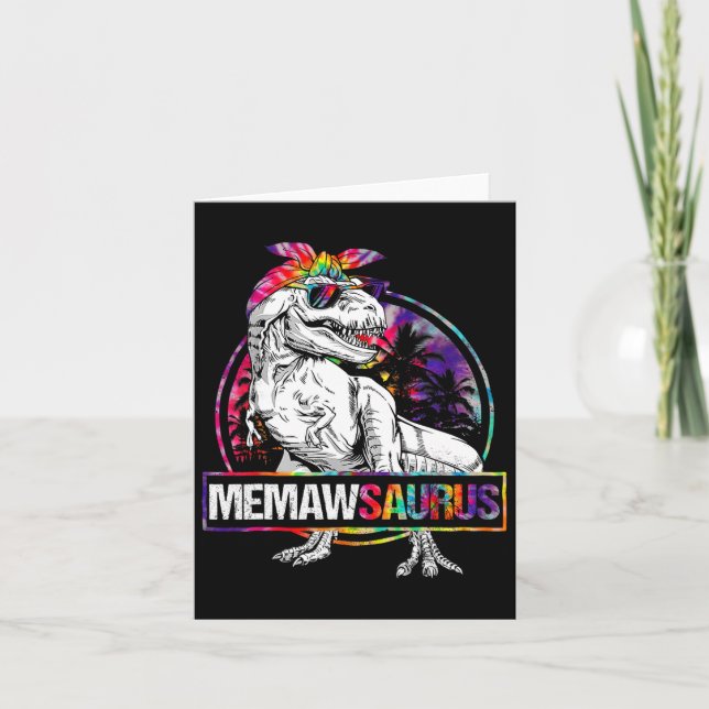 Carte Memawsaurus dinosaure Memaw Saurus tenue de famill (Devant)