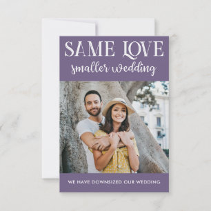 Carte Même amour petit mariage réduit photo simple