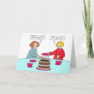 Carte Même date Anniversaire commun Dames et gâteau