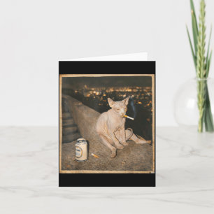 Carte Mème de chat Sphynx qui fume Dessin animé drôle