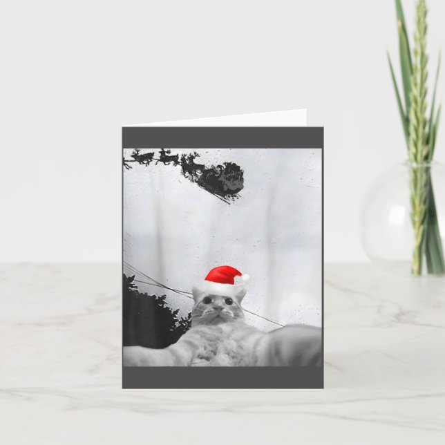 Carte Mème de chats Chat drôle selfie avec chapeau de Pè (Devant)