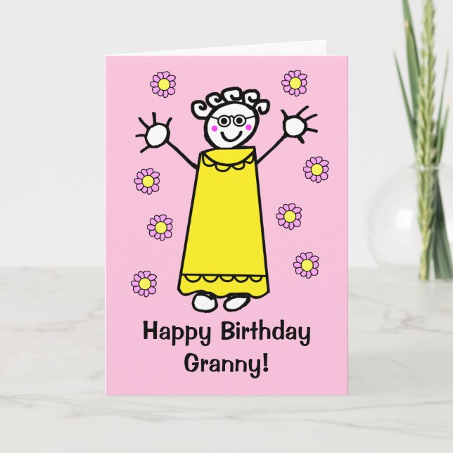 Carte Mémé Rose Mignonne Vague Anniversaire Drôle de Des (Devant)