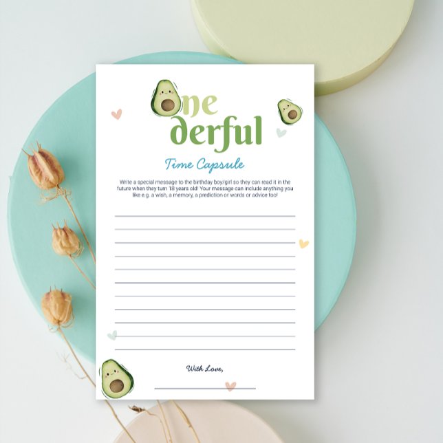 Carte mémoire 1er anniversaire de l'Avocado (Cute Onederful Avocado 1st Birthday Memory Card)