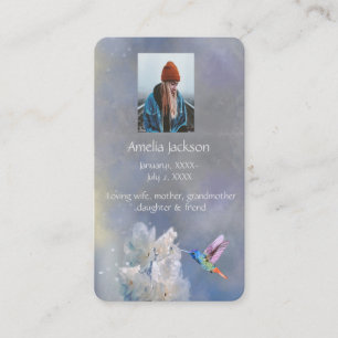 Carte mémoire Mémorial Fleurs blanches colibris