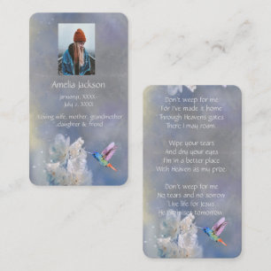 Carte mémoire Mémorial Fleurs blanches colibris