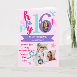 Carte Mémoires de photos d'anniversaire 16 ans de fille 