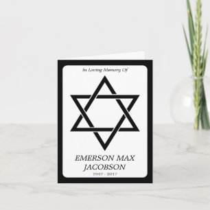 Carte memorial card elegent star of david