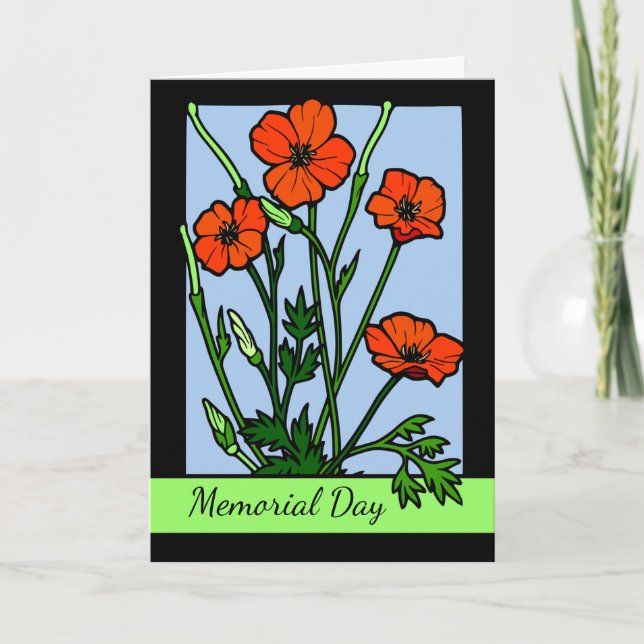 Carte Memorial Day avec Red Poppies (Devant)
