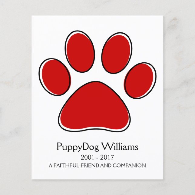 carte mémorial de perte de patte oddRex (Devant)