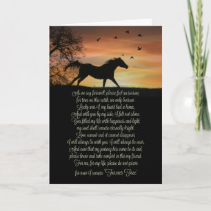 Carte Mémorial de sympathie pour cheval avec poème spiri