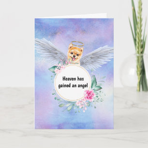 Carte Mémorial des animaux Aquarelle Poméranienne ciel a