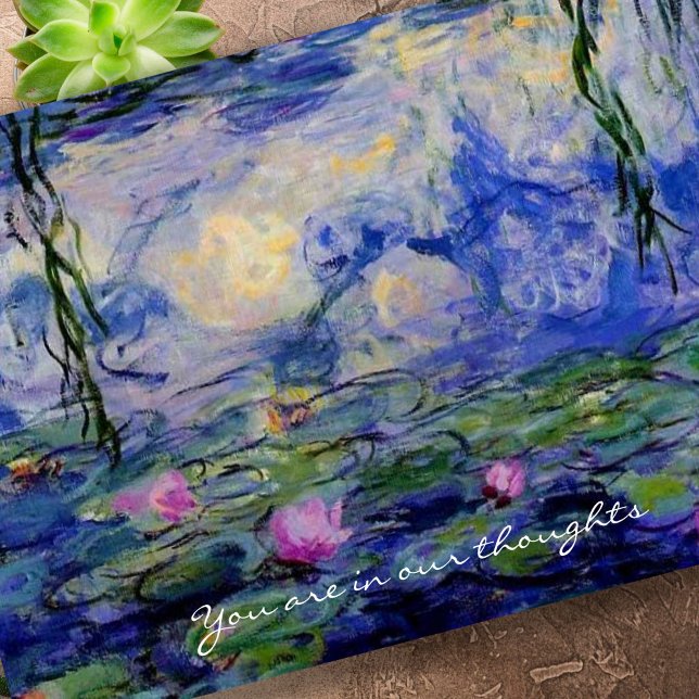 Carte Mémorial Désolé Pour Votre Perte D'Eau Lys Sympath (Water Lilies Memorial Sympathy Cards, Sorry for your loss cards)