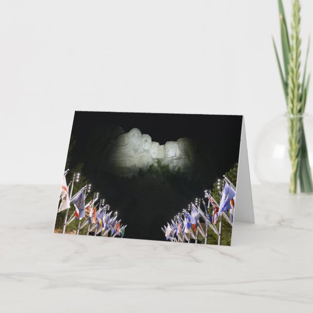 Carte Mémorial du mont Rushmore - éclairage nocturne - (Devant)