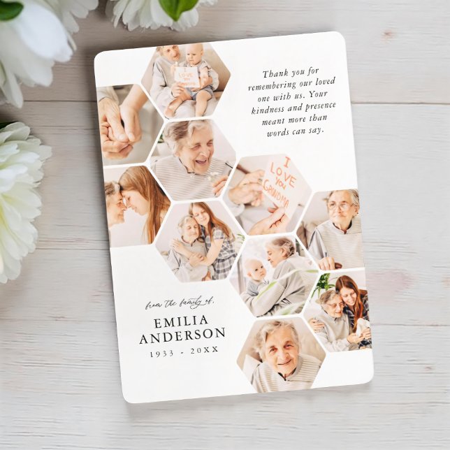 Carte Memorial Funeral Modern Simple 10 Photos Card (Créateur téléchargé)