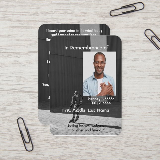 Carte Memorial Pocket Card Athlète Rollerblade Pat (Devant/Arrière en situation)
