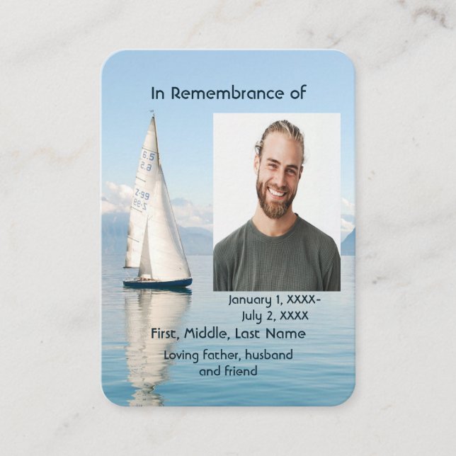 Carte Memorial Pocket Card Voilier (Devant)