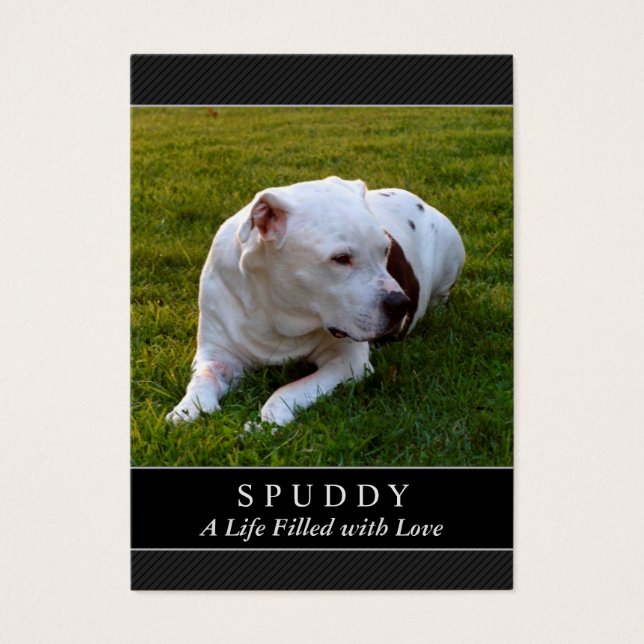 Carte Mémorial pour le Chien - Noir - Ne Grieve pa (Devant)