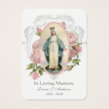 Carte mémorielle funéraire catholique de la Vierge
