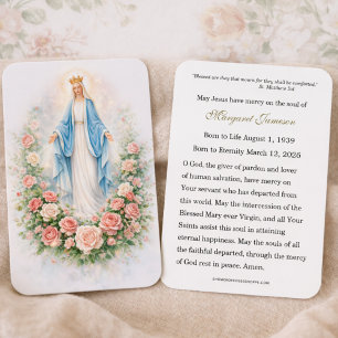 Carte mémorielle funéraire catholique de la Vierge