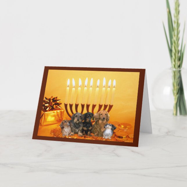 Carte Menorah4 de Chanukah de teckel (Devant)