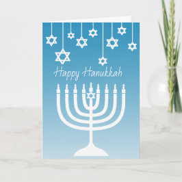 Carte Menorah bleu et blanc Joyeux Hanukkah