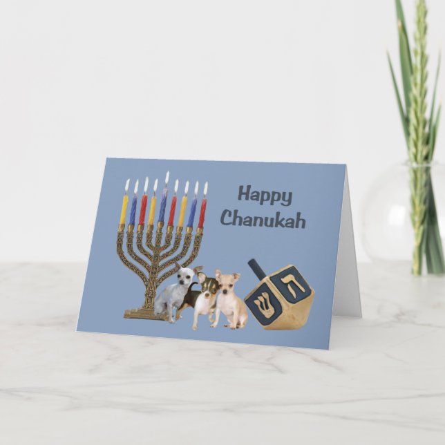 Carte Menorah Dreidel3 de Chanukah de chiwawa (Devant)