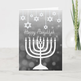 Carte Menorah noir et blanc Joyeux Hanukkah